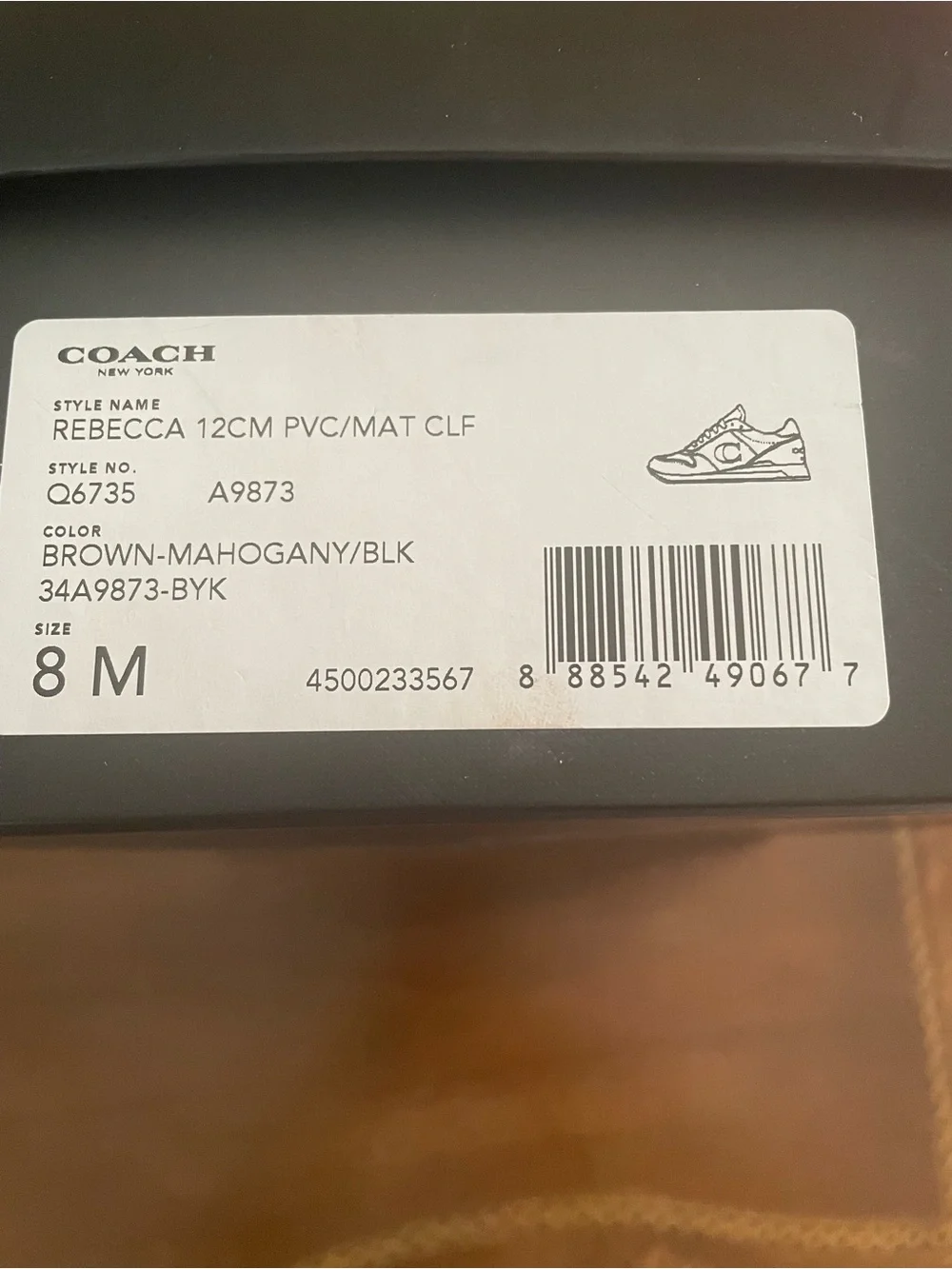 Coach Rebecca women’s Brown/ Black Logo Casual Leather Lace-Up Sneakers